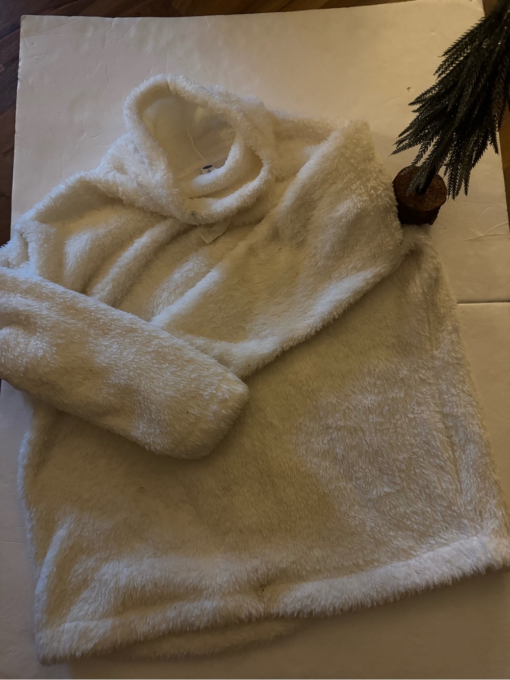 Old Navy Cream Faux-Fur Cowl Turtleneck Sweater